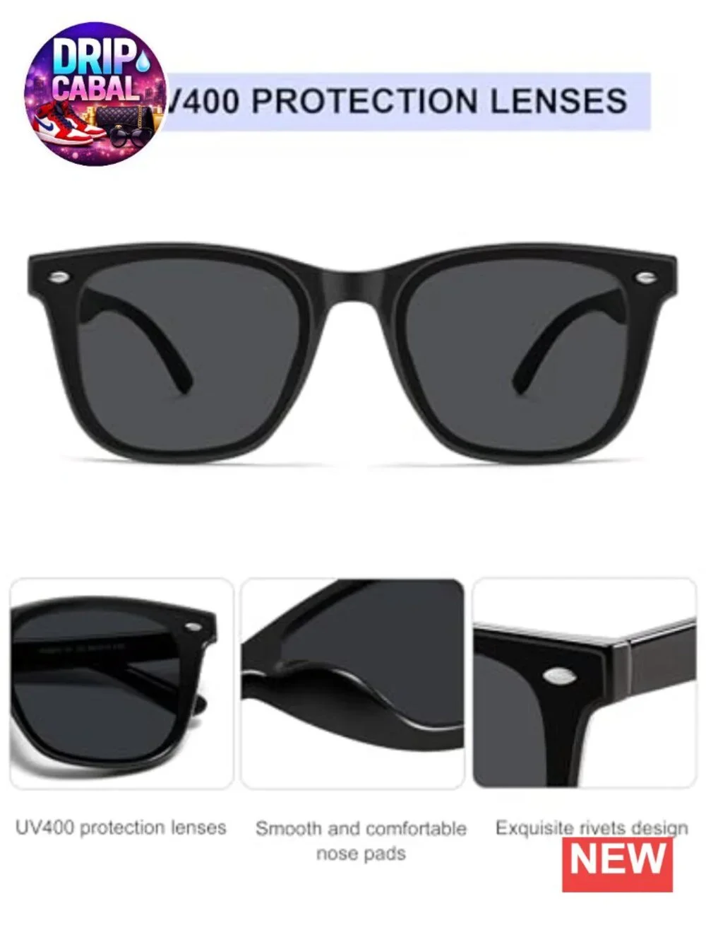 Oversized Square Sunglasses UV400 Protection Retro Low Bridge Fit Unisex